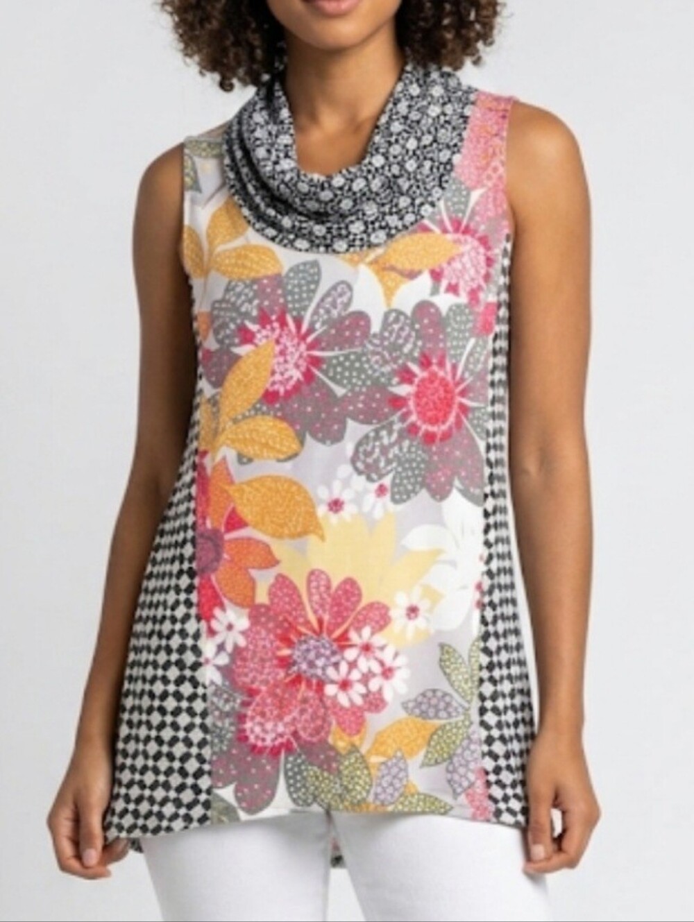 Habitat Sleeveless Mixed Floral Tunic Top Size  XL Artsy